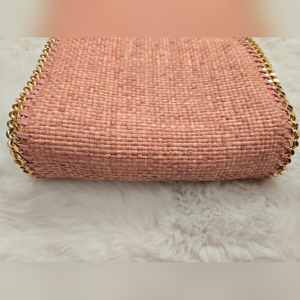 Authentic Stella McCartney Metallic Woven Raffia Tiny Fold Over Falabella - Picture 3 of 12